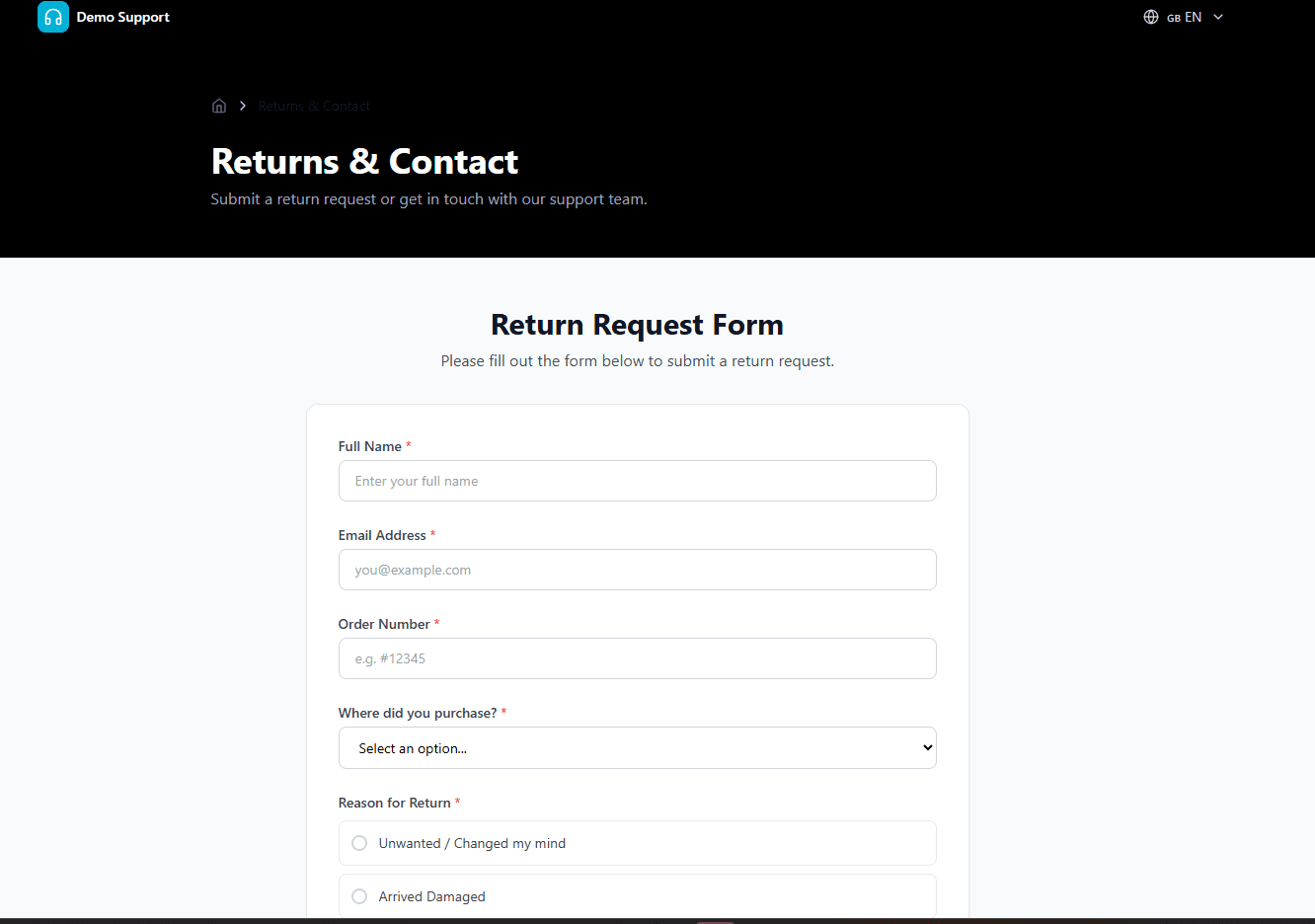 Returns Management screenshot